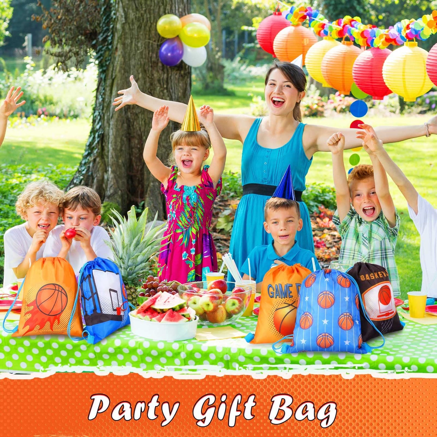 Shappy 12 Pack Basketball Drawstring Bags Party Favors, Basketball Goodie Backpack, Sports Drawstring Gift Bag for Birthday Party, School, Gym, Travel