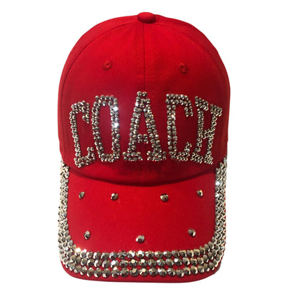 Popfizzy Bling Coach Hat with Rhinestones for Women, Best Cheer & Sports Coach Hat Gifts