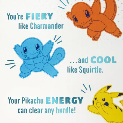 Hallmark Pokémon Birthday Card for Kid (A Champion's Heart) Charmander, Squirtle, Pikachu