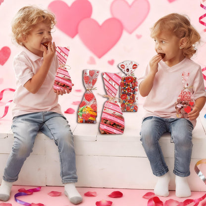 Valentines Gift Bags - 120 PCS Heart Kiss Cellophane Candy Treat Goodie Bags for Kids | Snack Cookie Stocking Stuffers Gift Basket -Valentines Day Birthday Party Favors Decorations Supplies Decor