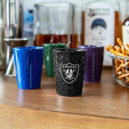 Rico Industries NFL Football Primary OR Wordmark Logo 2oz Ceramic Shot Glass for Fans, Laser Engraved In Team Color Single Shot Glass
