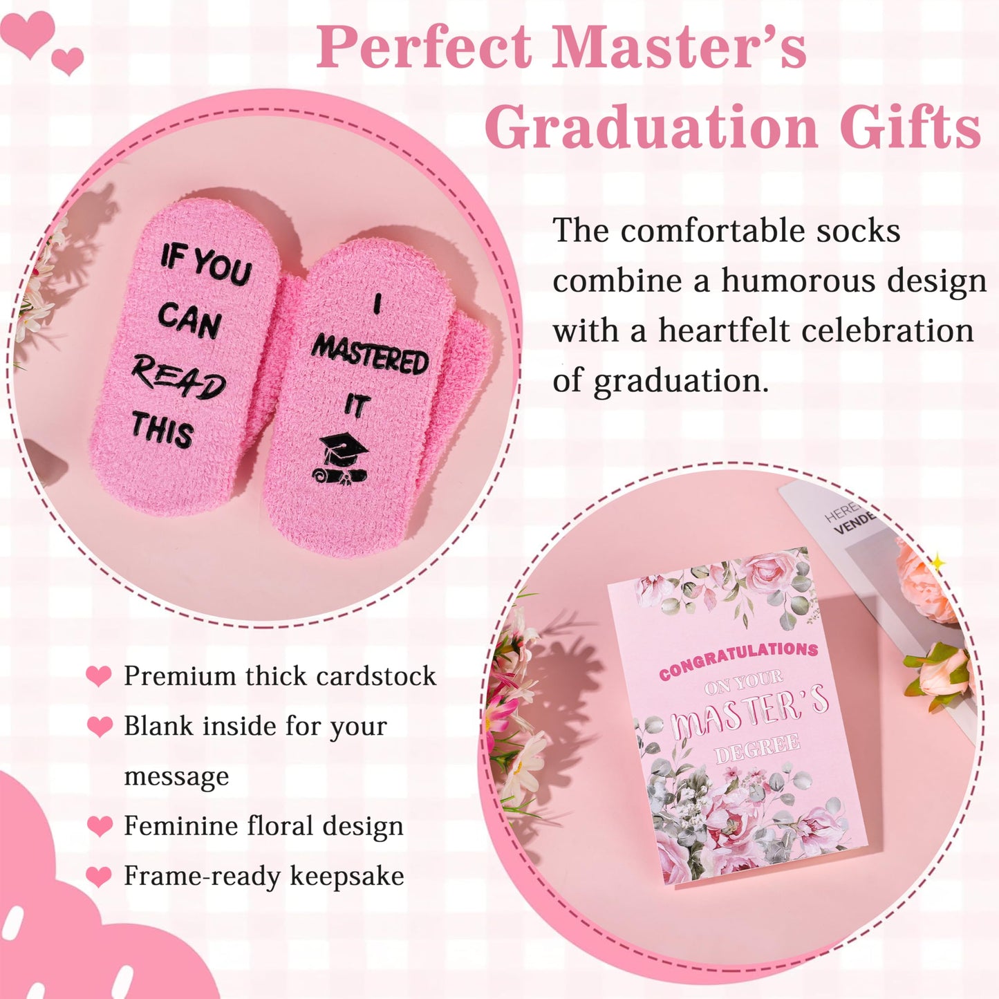 JMBMTER 2026 Graduation Gifts for Her, Masters Degree Graduation Gift Set for Women, Students, Niece, Daughter, Girlfriend, Pink Congratulations Grad Gift Baskets