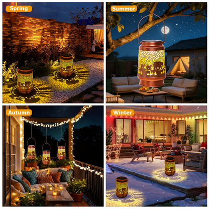 Bear Birthday Gifts for Women Mom Grandma, Solar Lanterns Outdoor Waterproof Garden Decor Hanging Lantern Lights, Metal LED Decorative Gardening Light for Patio Yard Lawn Porch