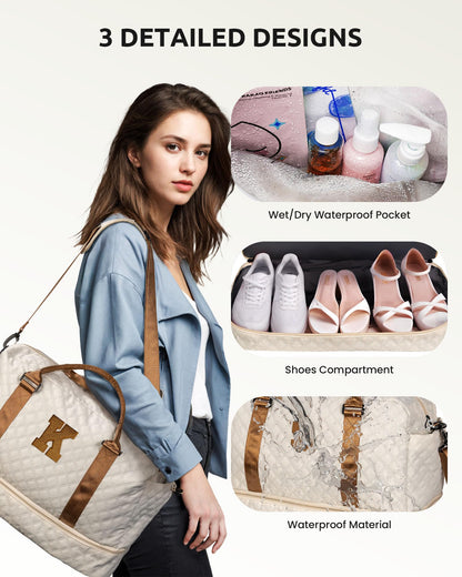 Mom Gifts-Women Birthday Gifts-Graduation Gifts for Teenage Girls-Personalized Duffle Bag with Shoe Compartment, Kids Overnight Bag,Travel Weekend Bag, Gift for Women Friend Niece (Letter A)