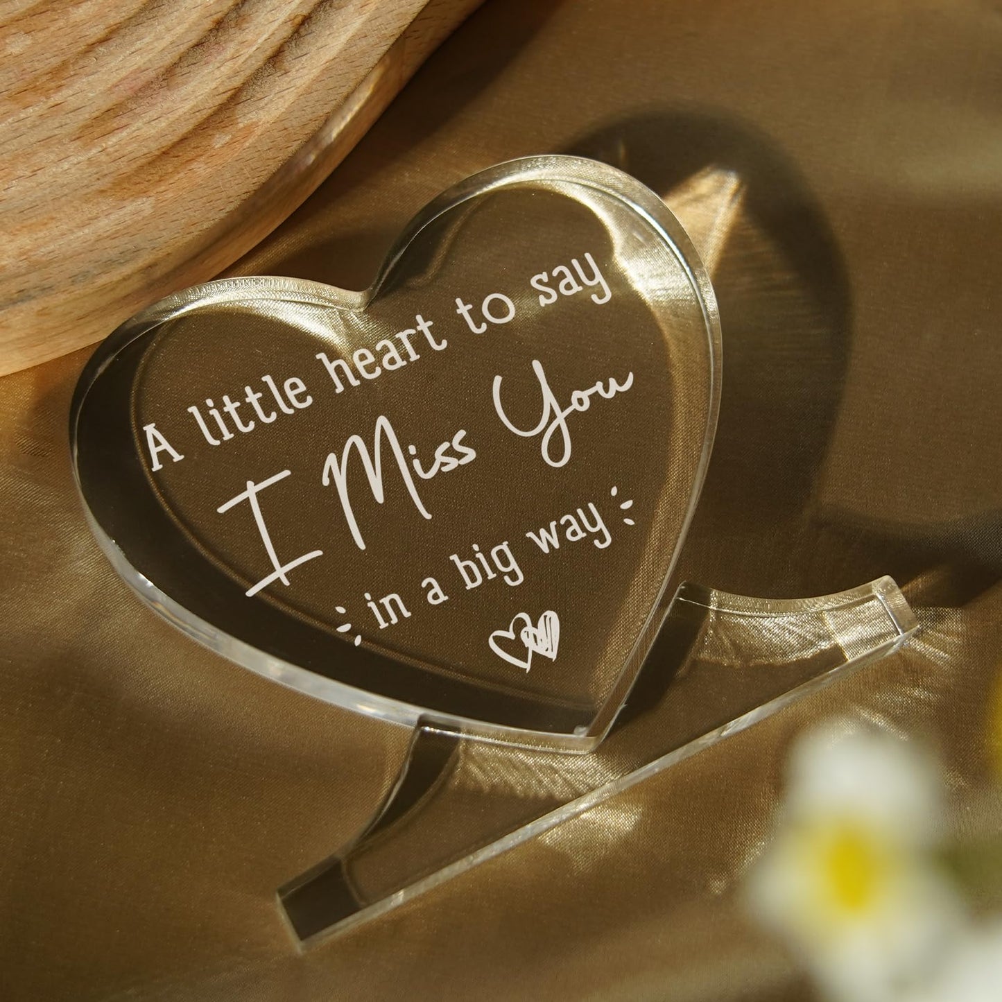 Birthday Gifts for Girlfriend, Boyfriend, Him, Her, Long Distance Relationship Gifts for Best Friend, I Miss You, Acrylic Desk Decor, Romantic Valentine's Day I Love You Gift, Heart Plaque
