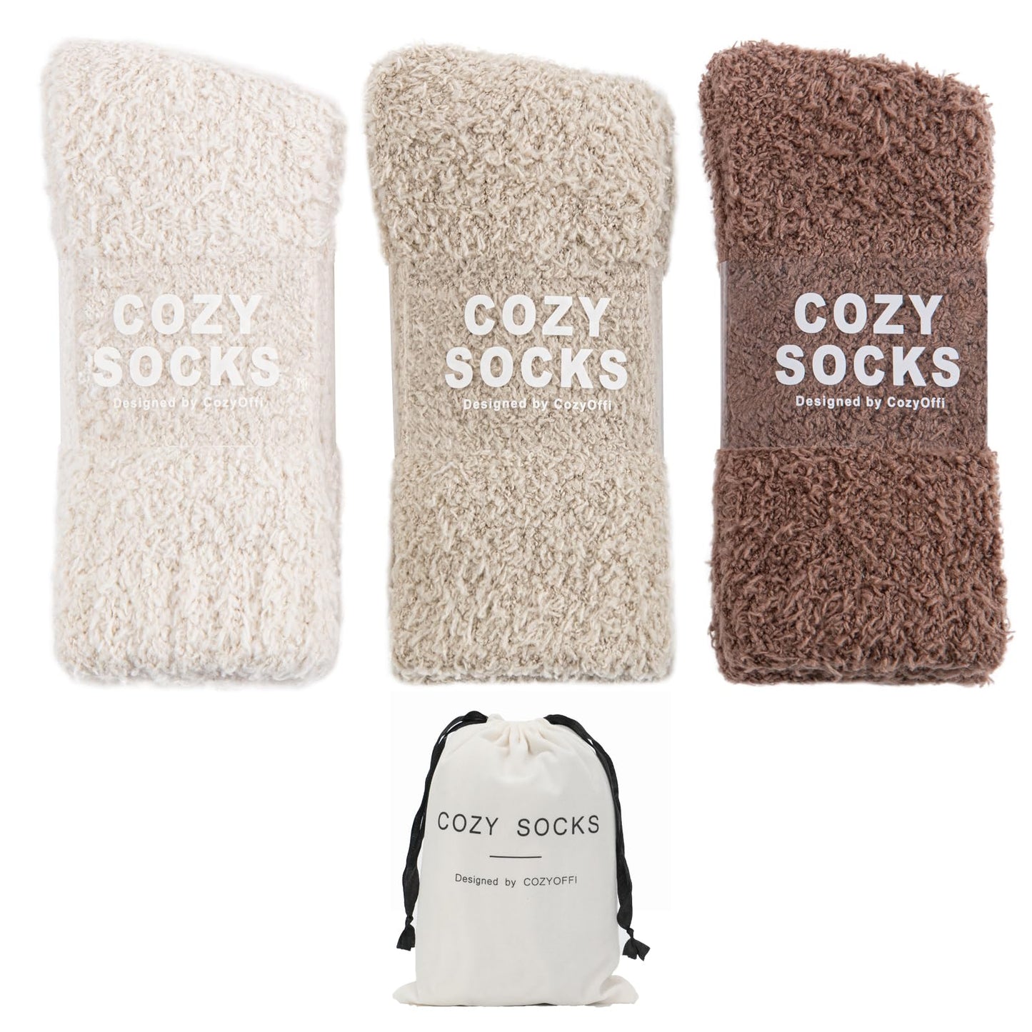 Cozy Socks for Women Gifts: 3 Pairs Luxe Cloud Fuzzy Socks for Home Sleep