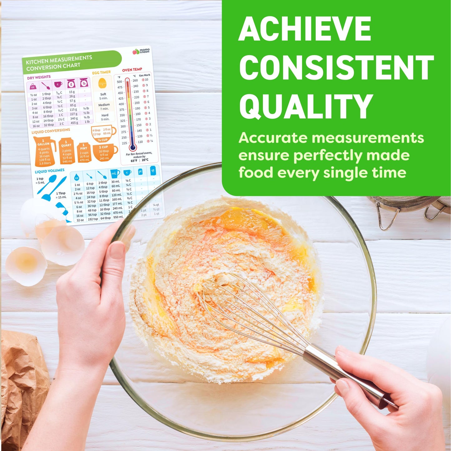 Momo & Nashi Kitchen Conversion Chart Magnet - Measurements Conversion Chart - Baking Supplies Baking Accessories Cooking Gadgets - Baking Kitchen Cooking Gifts for Women - Kitchen Gadgets