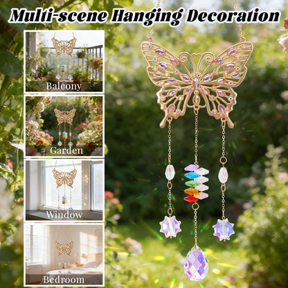 Butterfly Birthday Gifts for Women, Hanging Crystals Sun Catcher Prisms with Love Pendant for Window Room Garden Decor, Suncatcher Mothers Day Housewarming Gifts for Friends, Mom, Grandma, Wife