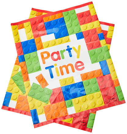 Building Blocks Birthday Loot Bags - (Pack of 8) - Vibrant & Reusable - Perfect Party Favor Collection for Kids Celebrations