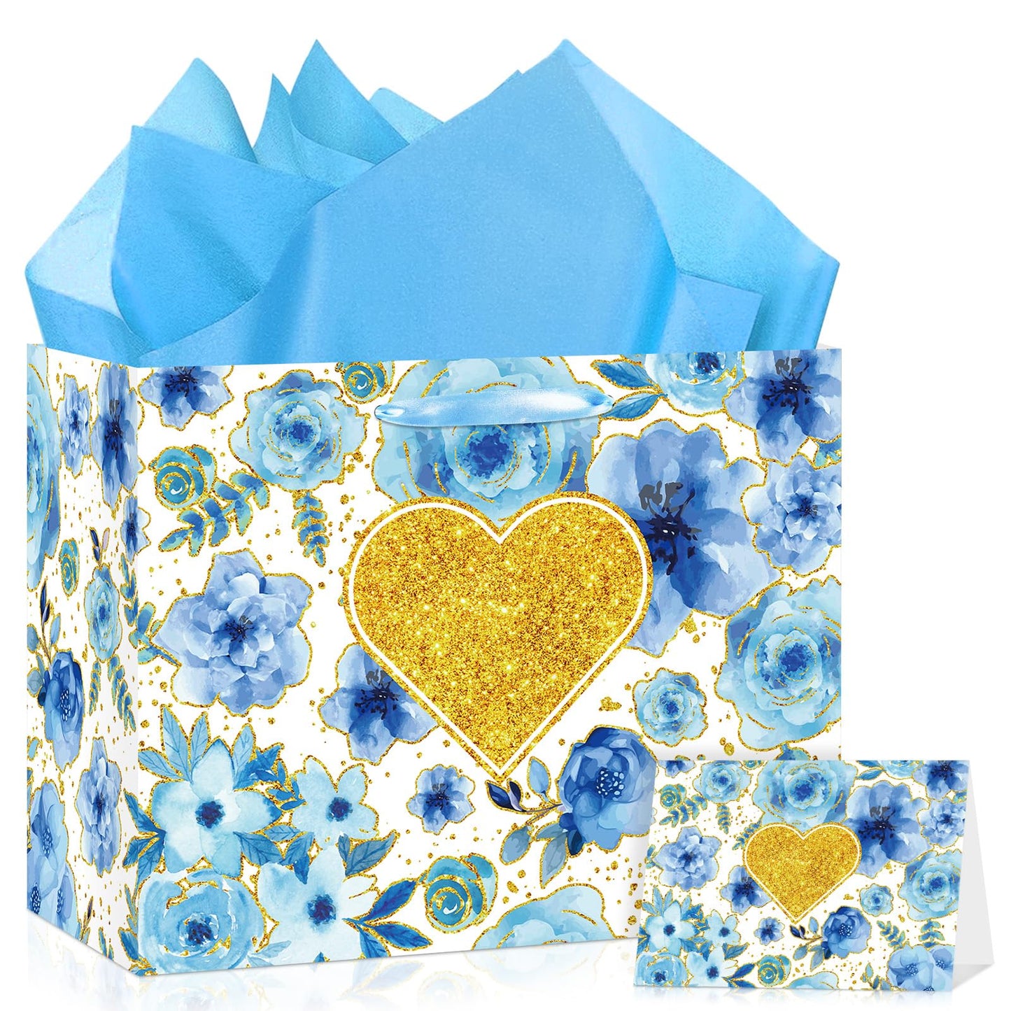 LUUFILx Anniversary Party Gift Bag for Her Him Bridal Gift Bag with Wrapping Paper and Card for Bridal Showers Weddings Anniversaries Engagements