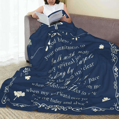 Confirmation Sponsor Gifts for Women/Men, Christian Religious Thank You Gifts for Confirmation Sponsor Gift Blanket 60"X50" with Blessing and Appreciation Words, Dark Blue Catholic Blanket