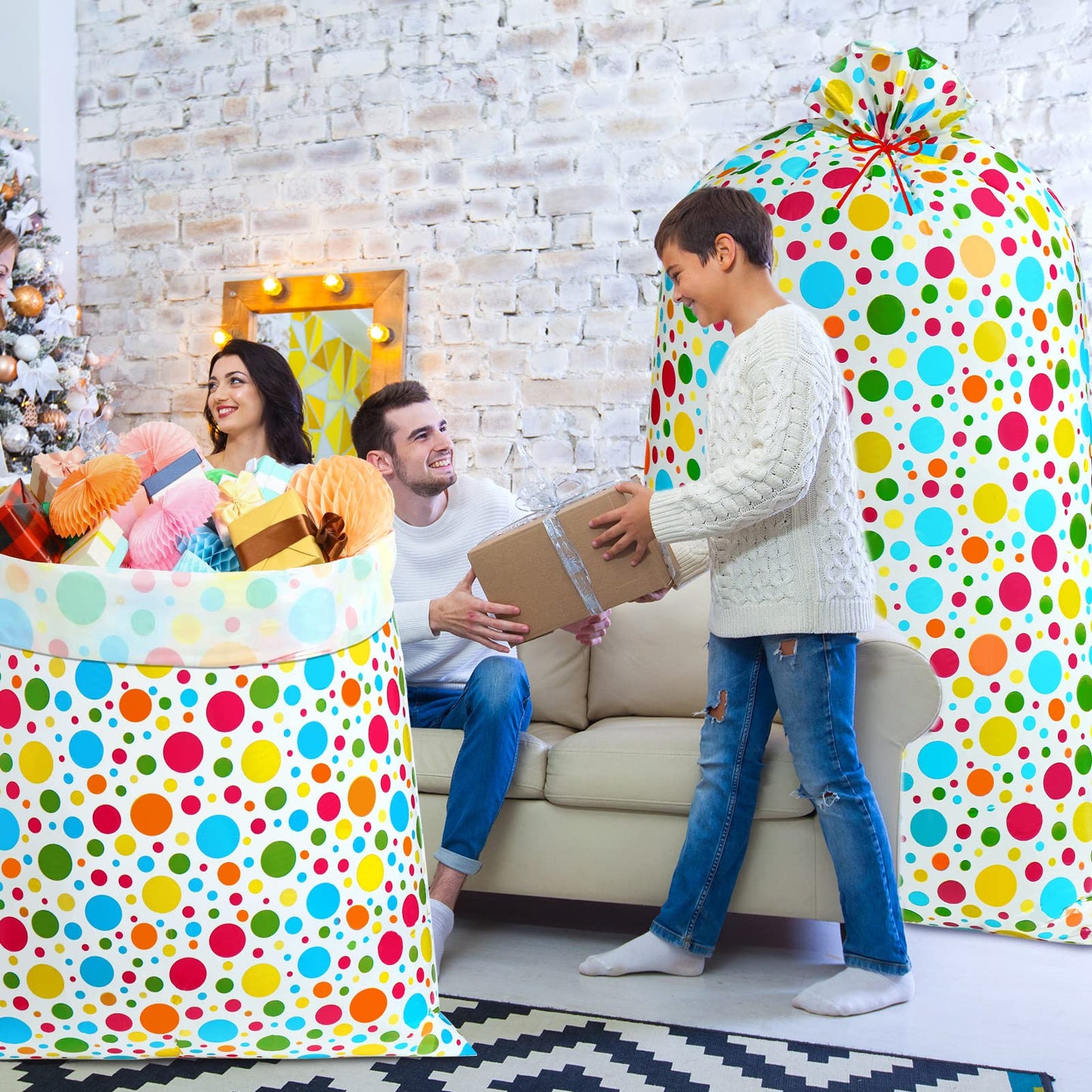 Teling 2 Pcs 80 x 60 in Jumbo Gift Bags for Giant Presents Extra Large Plastic Oversized Bike Wrapping Bag for Birthdays Baby Shower Party Favors