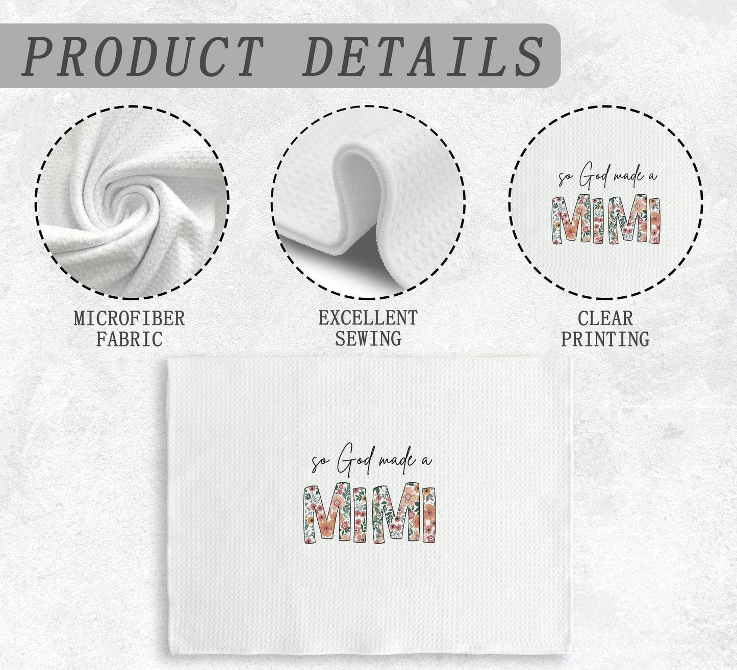 Mimi Kitchen Towels Dishcloths, Mimi Gifts for Grandma from Grandkids, Grandma Gifts, Make a Mimis Drying Cloth Hand Towels Tea Towels for Bathroom Kitchen, 16×24 Inches