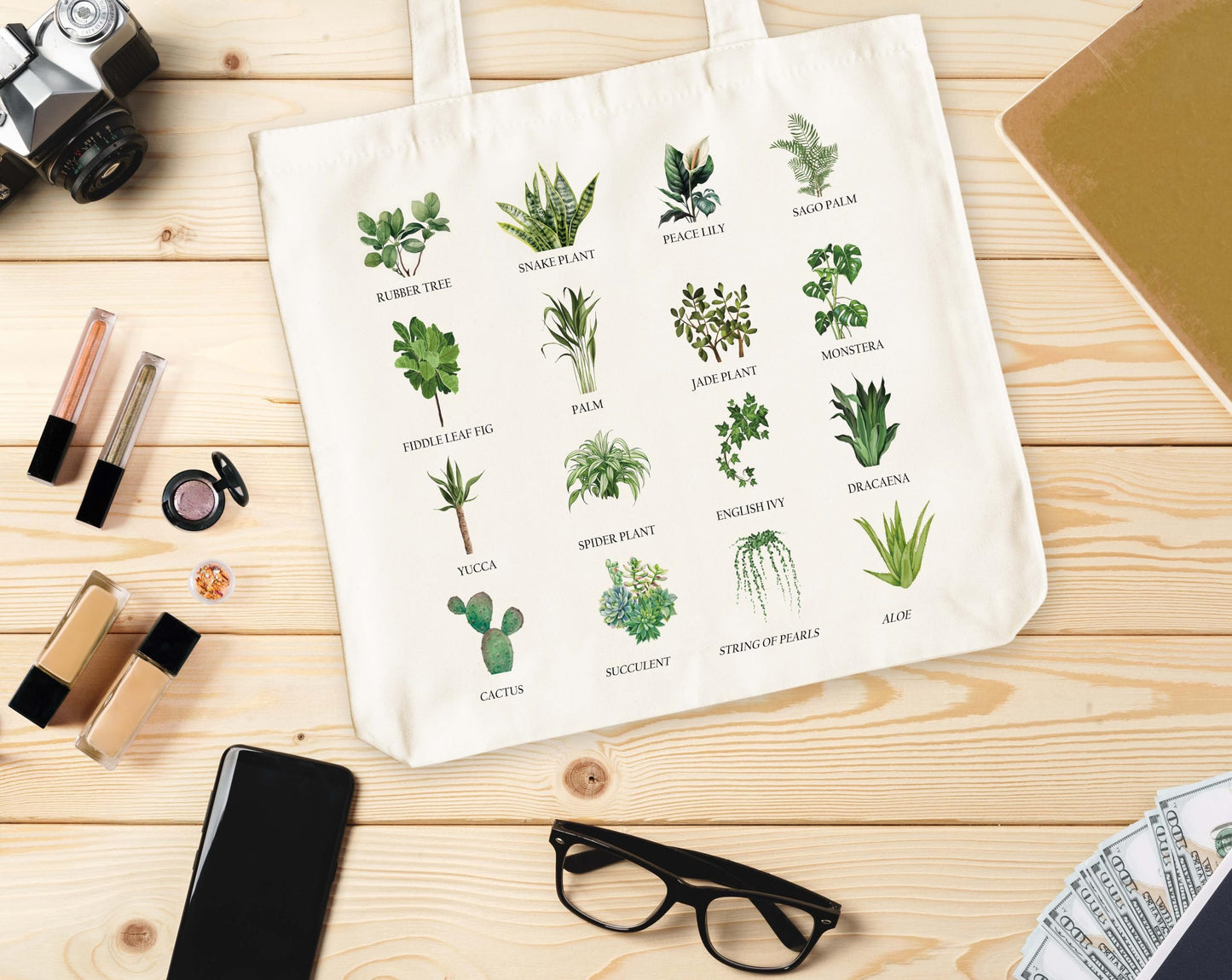 Plant Tote Bag for Women, Vegan Canvas Tote, Plant Lover Gift Bag, Just One More Plant Library Book Bag, Plantaholic Shopping Bag, Botanical Shoulder Bag Gifts for Vegetarian Plant Mom Plant Lady -63