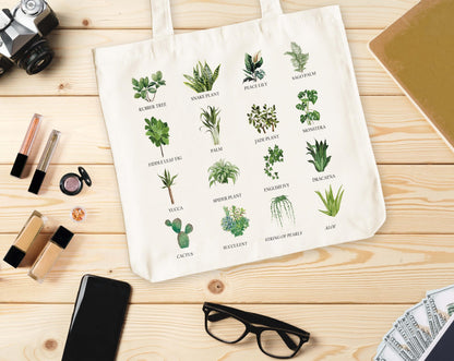 Plant Tote Bag for Women, Vegan Canvas Tote, Plant Lover Gift Bag, Just One More Plant Library Book Bag, Plantaholic Shopping Bag, Botanical Shoulder Bag Gifts for Vegetarian Plant Mom Plant Lady -63