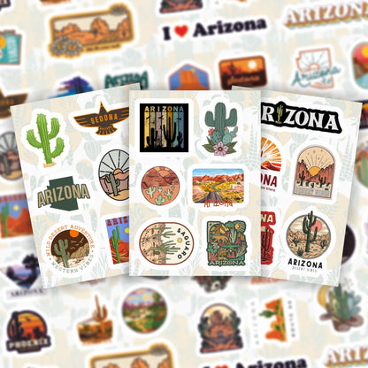 BulbaCraft 100Pcs Arizona Stickers for Water Bottle and Laptop - Arizona Party Supplies & Decorations, Waterproof Vinyl Decals, State Pride and Icon Stickers, Gifts for Women & Men