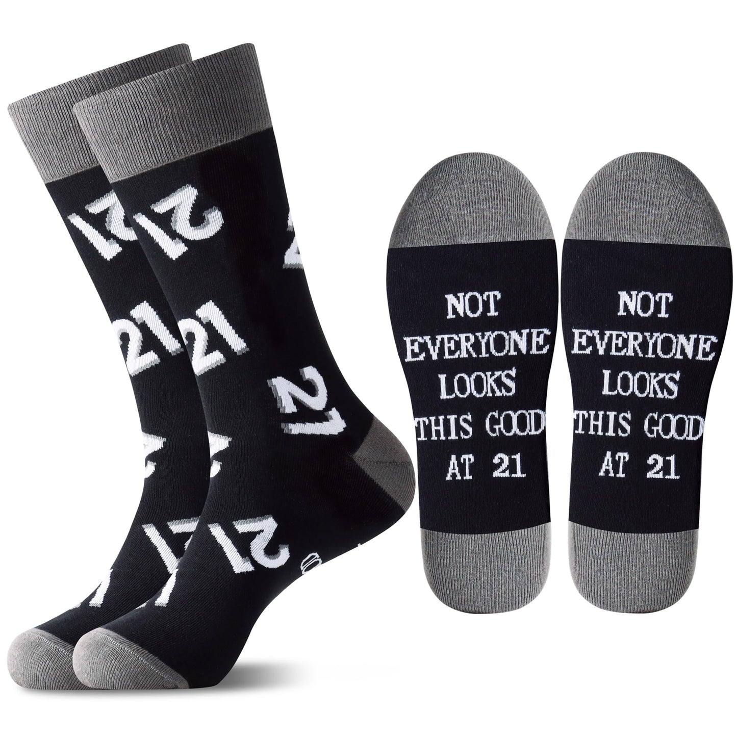 Jeasona 30th 40th 50th 60th 70th Birthday Gifts for Men Black Crew Cotton Socks