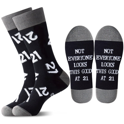 Jeasona 30th 40th 50th 60th 70th Birthday Gifts for Men Black Crew Cotton Socks