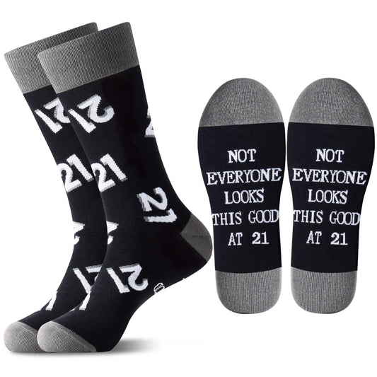 Jeasona 30th 40th 50th 60th 70th Birthday Gifts for Men Black Crew Cotton Socks