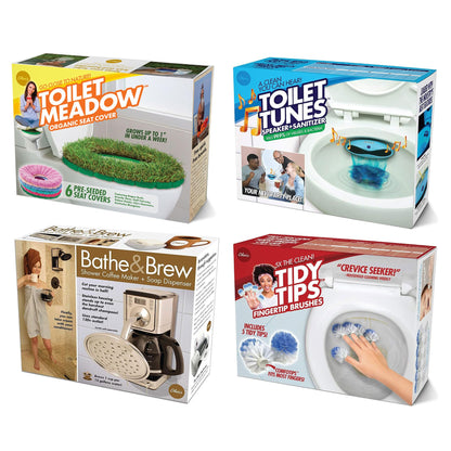 Prank-O Prank Gift Box Bundle Set 5, 4 Unique Gift Boxes, Wrap Your Real Present in a Funny Authentic Prank-O Gag Present Box, Medium-Sized Novelty Gifting Box for Pranksters, Holiday Gifting