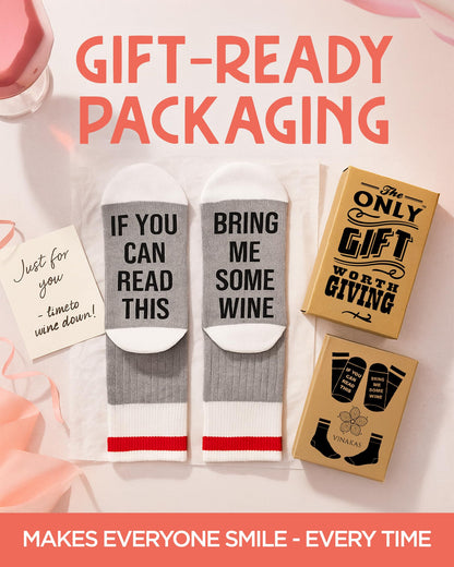Funny Wine Socks for Women - Wine Gift for Women and Men. Soft Cotton Material for All-Day Comfort - Ideal for Birthdays, Holiday Presents, Party Favors