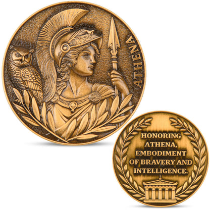 Athena Coin - Symbol of Greek Wisdom and Courage,with Acrylic Display Case, or Decorative Piece（Single Coin
