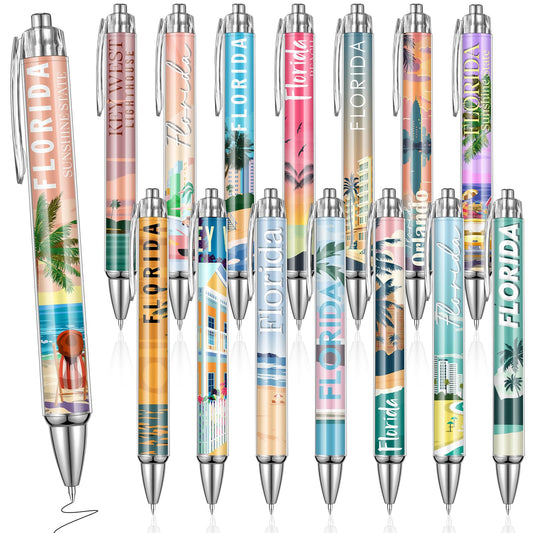Sayglossy 15 Pcs Florida Travel Ballpoint Pens Florida Souvenirs Gifts American Travel Pen Bulk Retractable USA Souvenirs for Office Supplies Gifts