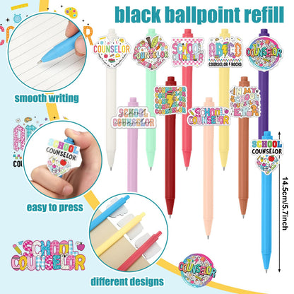 Geyoga 10 Pcs School Counseling Week Pens Teacher Appreciate Gifts School Counseling Appreciation Gift Ballpoint Pens Bulk for Teacher Gifts Favor Party Supplies