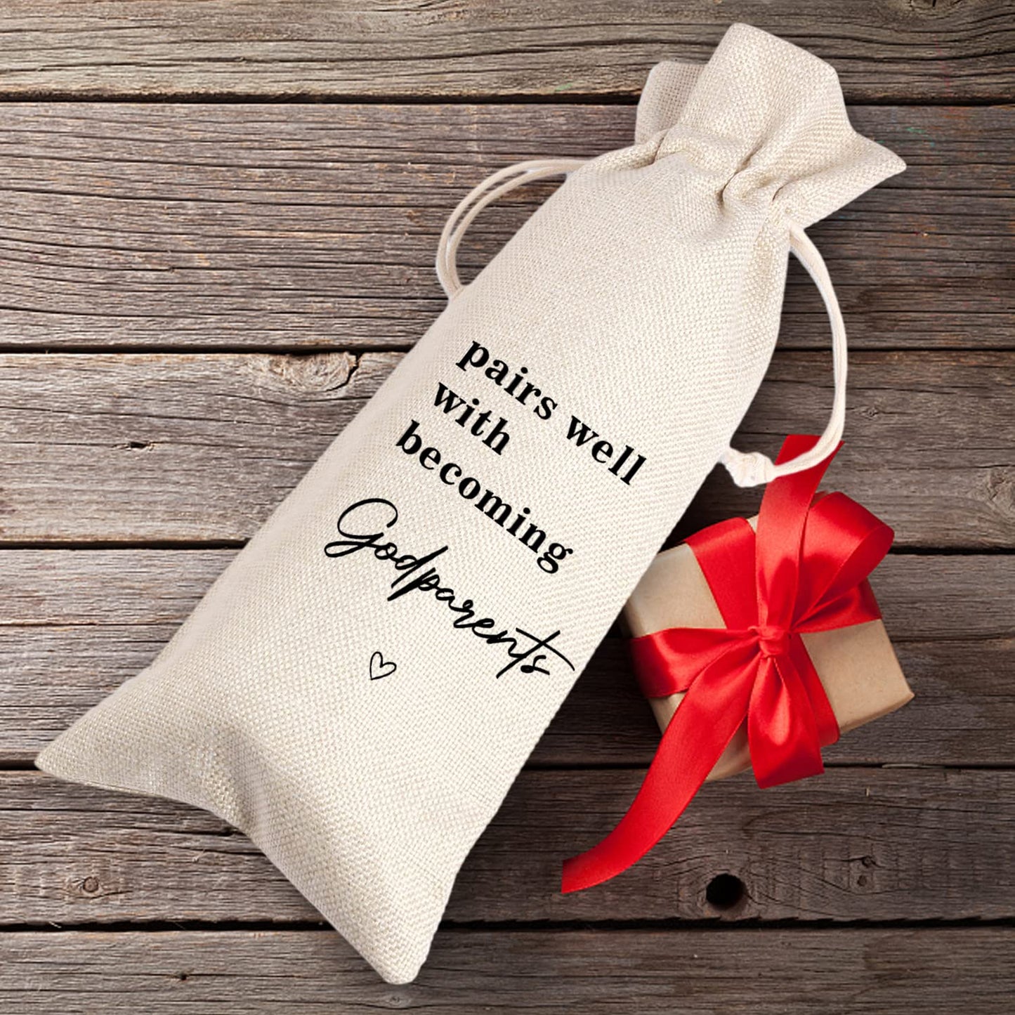 Maydvdv Godparents Gift|Wine Bag for Godparents Proposal|Pairs Well With Becoming a Godparent, Baptism, Auntie, Uncle (11MA23)