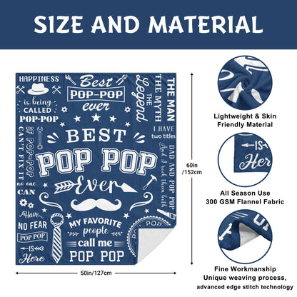 Lcobion Pop Pop Gifts, Gifts for Pop, Pop Pop Gifts from Grandkids, Gifts for Grandpa, Grandpa Gifts, Pop Pop Christmas/Fathers Day/Birthday Gifts, Grandpas/Grandfather/Papa/Pop Pop Blanket 50" X 60"