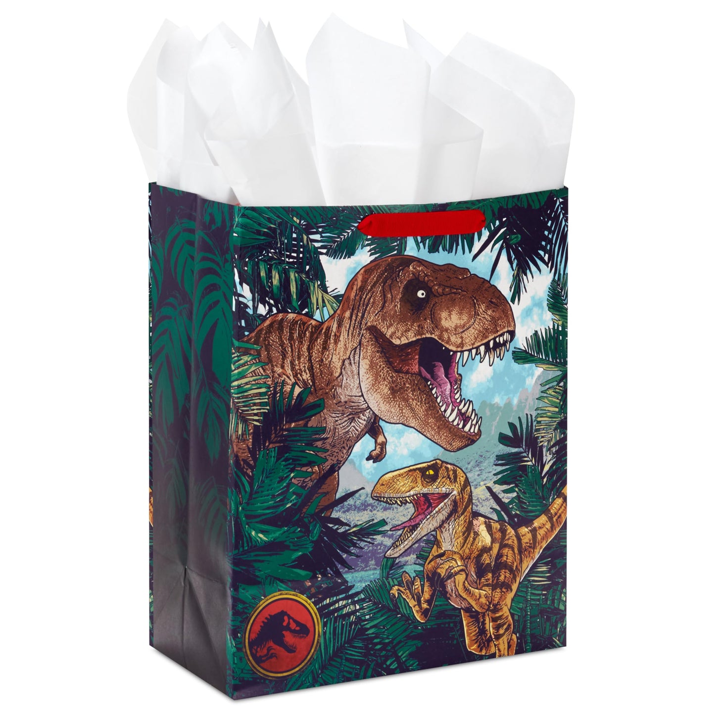 Hallmark Jurassic Park 13" Large Gift Bag with Tissue Paper (T-Rex, Dinosaurs) for Birthdays, Christmas, Holidays
