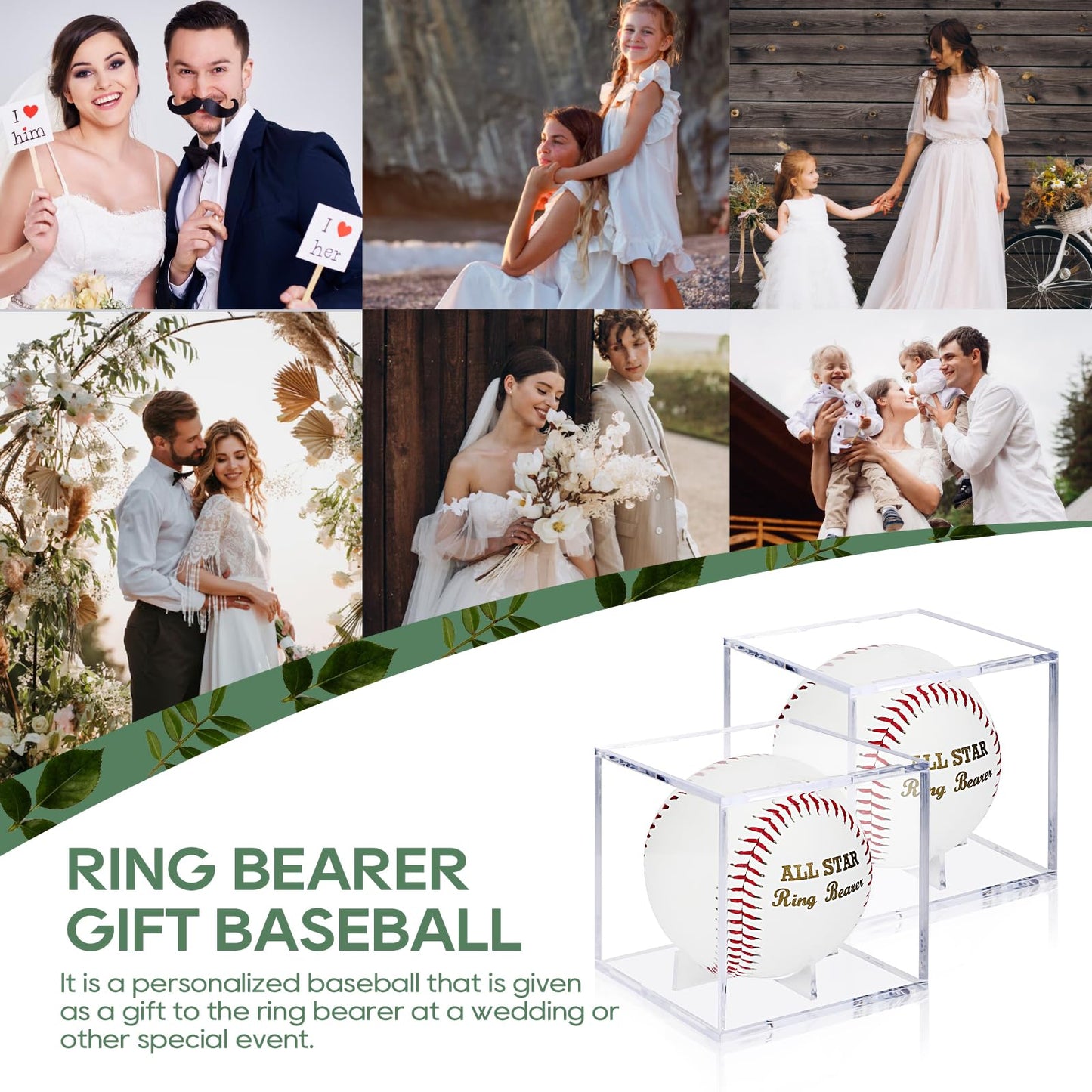 WANGDEFA Ring Bearer Baseball with Display Case - All Star Wedding Gift - Will You Be My Ring Bearer?