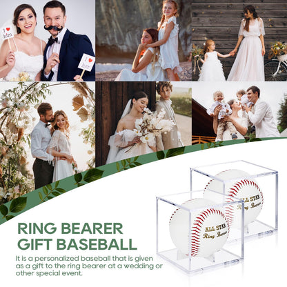 WANGDEFA Ring Bearer Baseball with Display Case - All Star Wedding Gift - Will You Be My Ring Bearer?