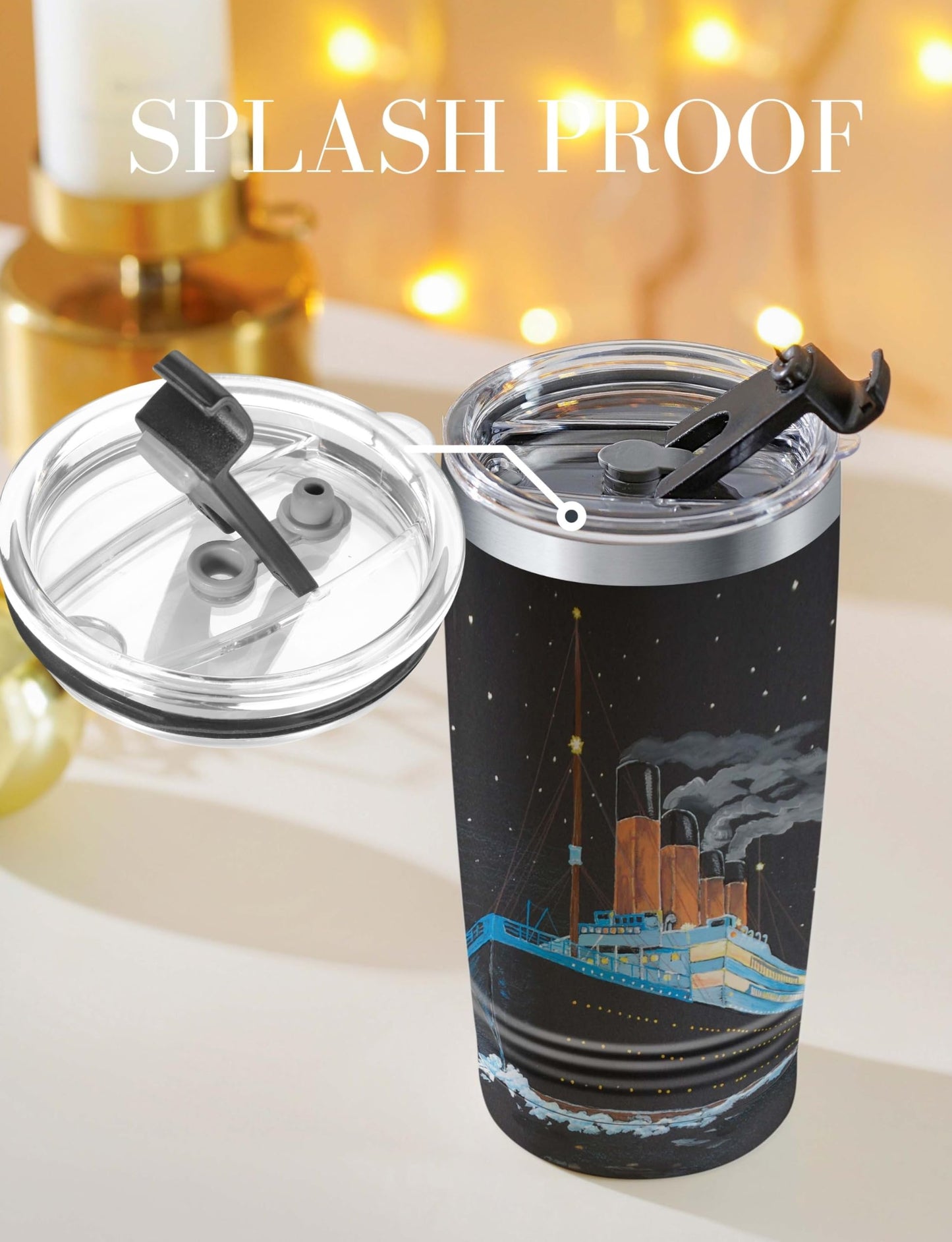 Onebttl Titanic Gifts, Insulated Stainless Steel Wine Tumbler with Lid and Straw, Vintage gifts for Friends on Birthday, Christmas, 20 oz