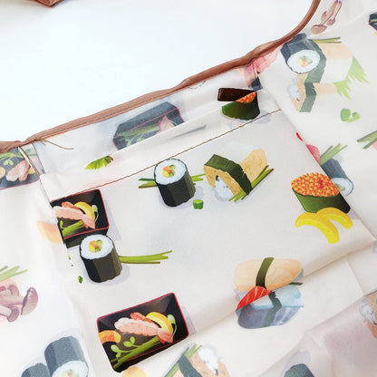 allydrew Foldable Tote Nylon Reusable Grocery Bag (Set of 2), Sushi