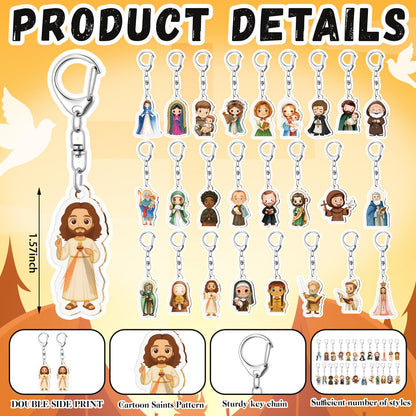 Landical Catholic Gifts Catholic Saints Keychain Acrylic Christian Keychain Religious Key Ring Gifts Jewelry for Women Men