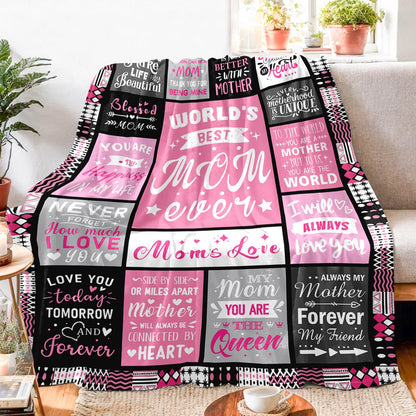 Moms Birthday Gifts from Daughter Son - Blanket Gifts for Mom - World's Best Mom Ever Gifts - Christmas Valentines Day Mothers Day Birthday Present for Moms - Mother Life Blanket 50"x60"