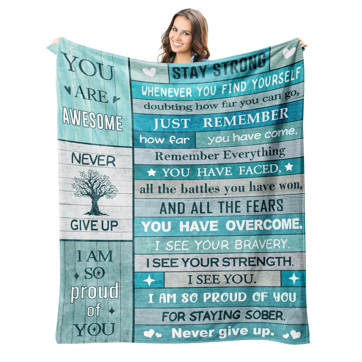 Sobriety Gifts for Women/Men Blanket 60"X50", Addiction Recovery Gifts, 1/10 Year Sobriety Gifts