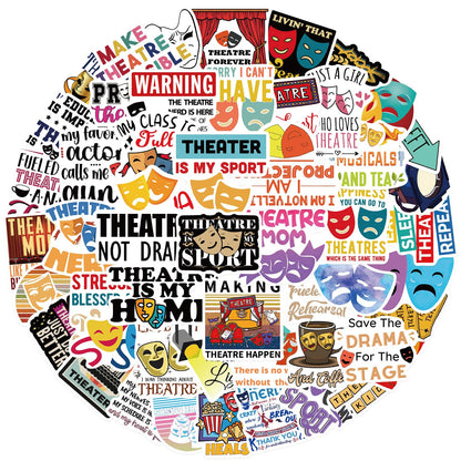 50 PCS Theatre Stickers,Aesthetic Waterproof Vinyl Stickers,Theatre Gifts-Drama Party Supplies-Gift for Water Bottle,Laptop,Phone,Skateboard Sticker for Teens Girls Kids Women&Men(Theatre)