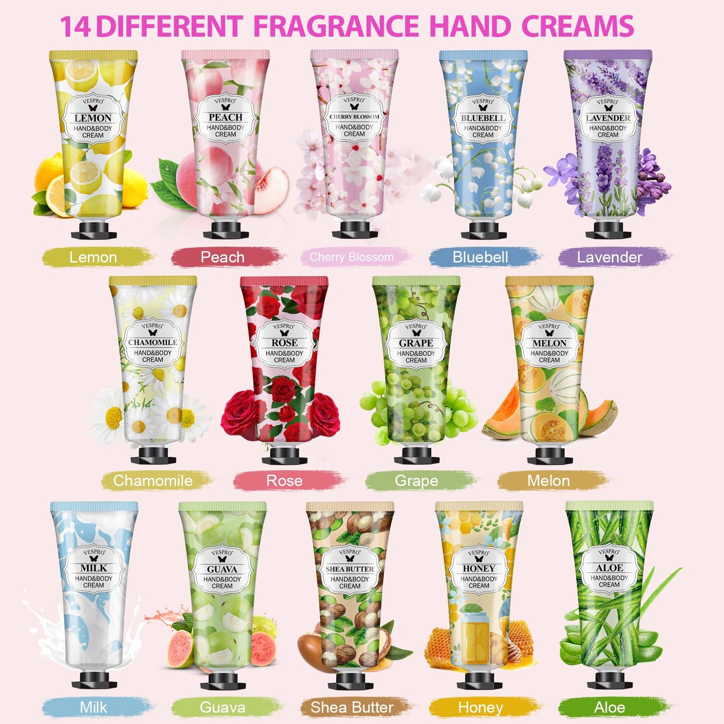 16 Pack Hand Cream Set, Mothers Day Gifts for Mom, Bridesmaid Gifts, Bulk Hand Lotion Travel Size for Dry Cracked Hands, Mini Hand Lotion for Thank You Gifts and Teacher Gifts with a Greeting Card
