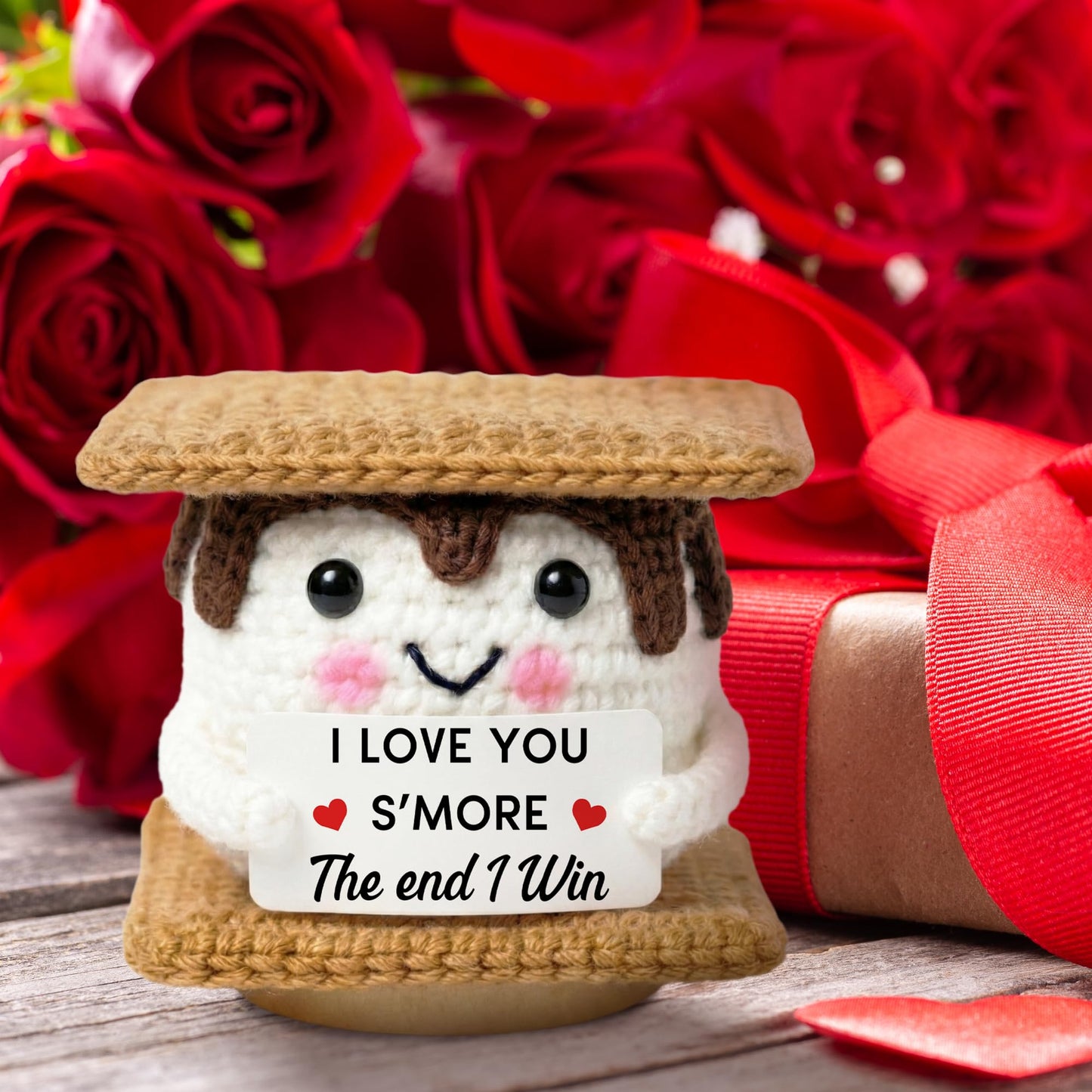 SUCHAGIFT Couple Gifts - Anniversary, Birthday, Valentines Day Gifts for Him, Her, Boyfriend, Girlfriend, Wife, Husband - Love Inspirational Positive Support S'More Crochet Doll