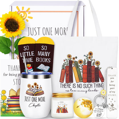 12PCS Gifts for Book Lovers-Book Lovers Gifts for Women, Bookish Gifts for Readers, Librarians, Bookworms, Mothers Day, Sunshine Box Birthday Gifts for Book Reading Lovers Book Themed Gifts for Women