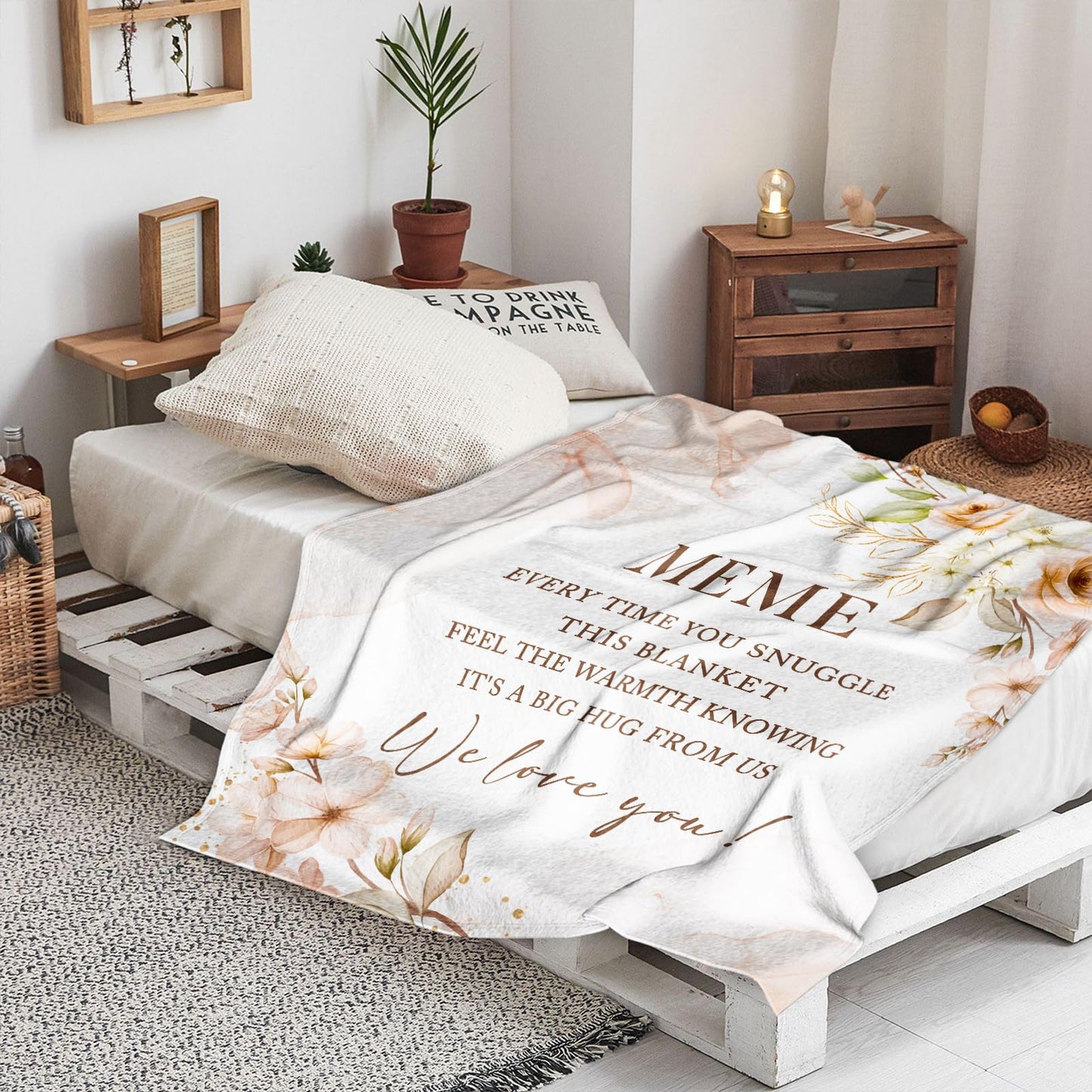 Meme Gifts, Gifts for Meme, Meme Birthday Gifts, Meme Blanket 60" x 50", Meme Gifts for Grandma, Meme Gifts from Grandkids, Meme Gifts for Christmas/Mother's Day