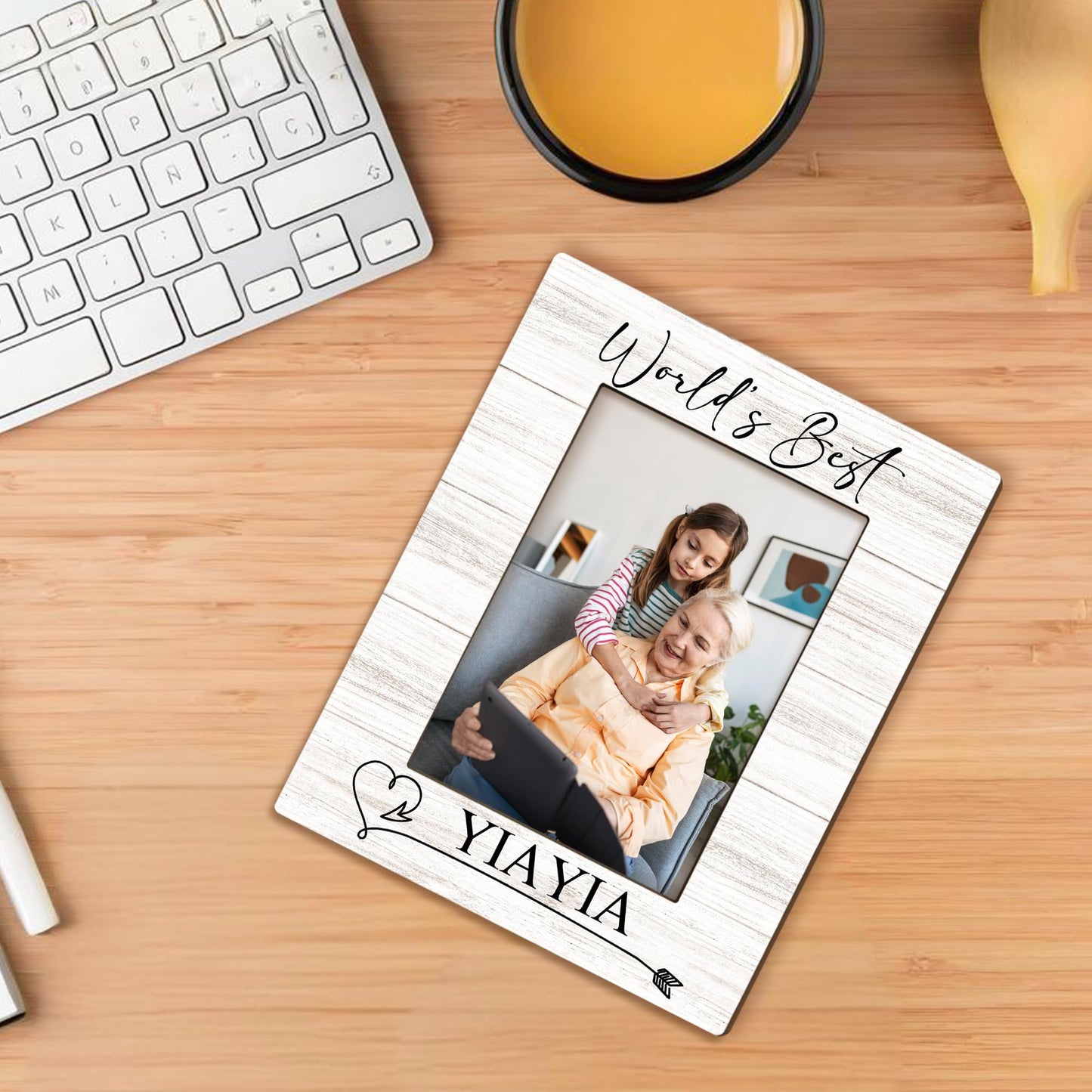 Yiayia Gifts Picture Frame 5x7, Grandma Photo Frame, Christmas Mothers Day Birthday Gifts for Yiayias from Grandkids, World's Best Yiayia Wooden Picture Photo Frames for Desk Home Room Decor