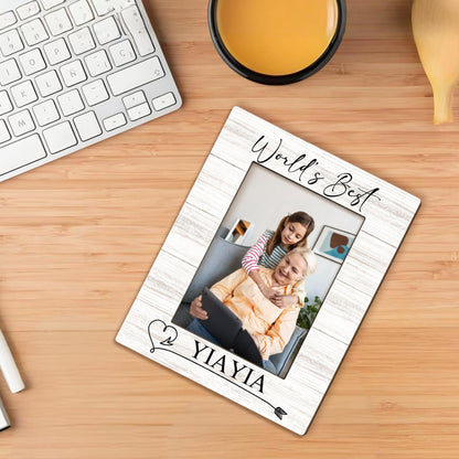 Yiayia Gifts Picture Frame 5x7, Grandma Photo Frame, Christmas Mothers Day Birthday Gifts for Yiayias from Grandkids, World's Best Yiayia Wooden Picture Photo Frames for Desk Home Room Decor