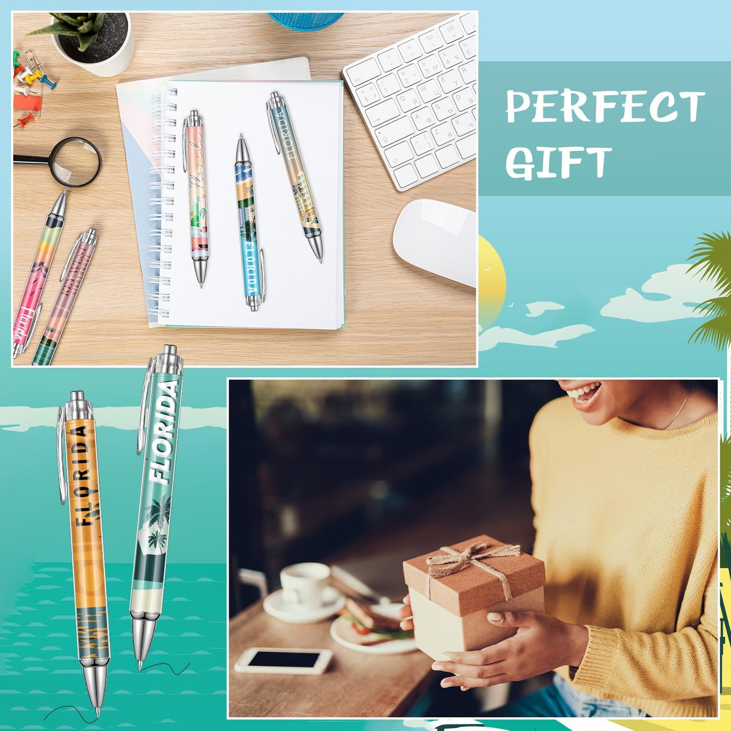 Sayglossy 15 Pcs Florida Travel Ballpoint Pens Florida Souvenirs Gifts American Travel Pen Bulk Retractable USA Souvenirs for Office Supplies Gifts