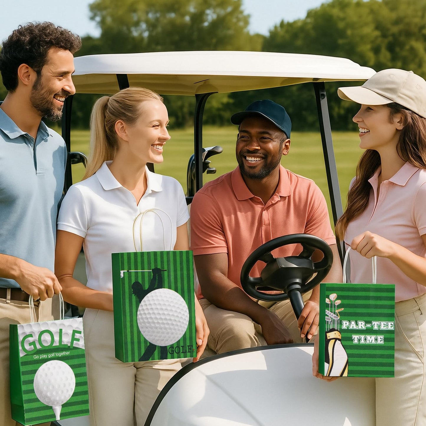 Golf Party Favor Bags - Golf Themed Goodie Bags with Handles for Birthday Decorations, Golfs Gift Bags, Golfs Theme Birthday Goody Paper Bags for Men Women Sports Events Party Favor Supplies