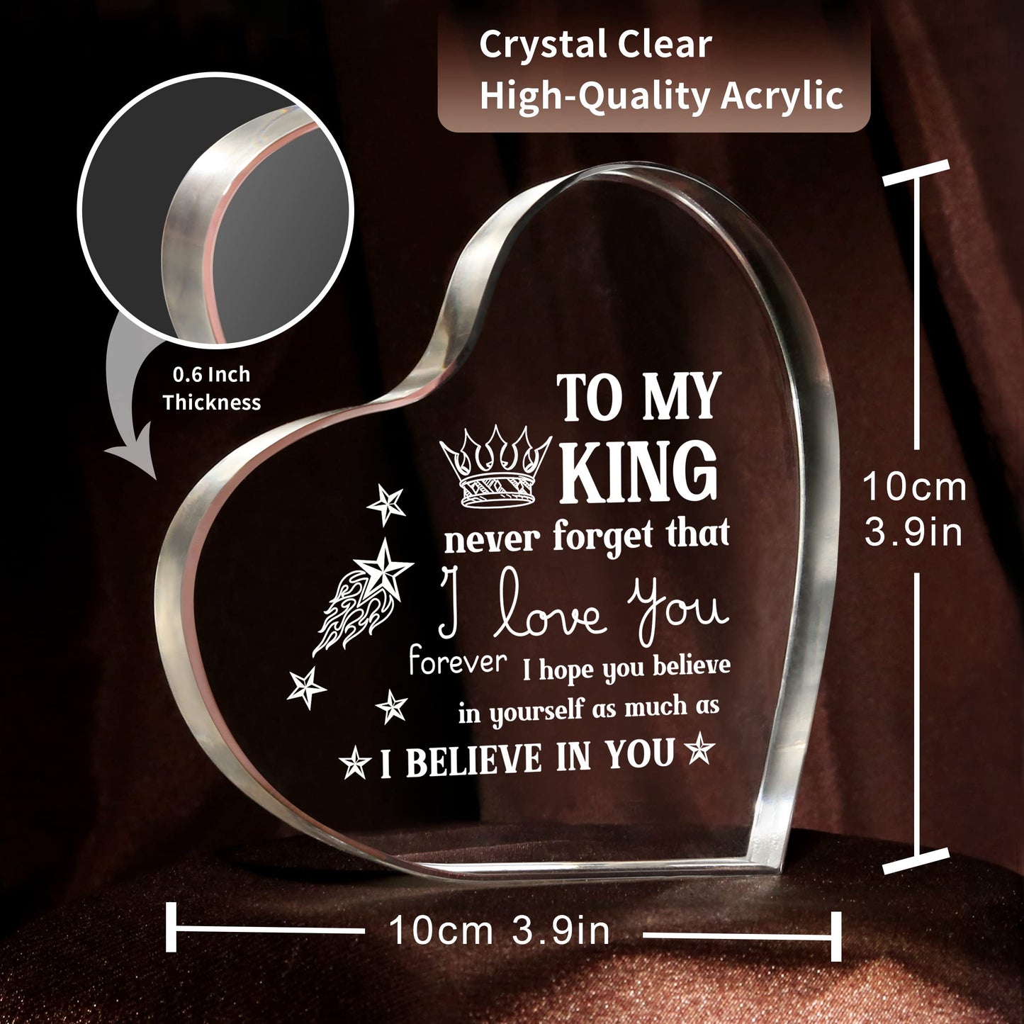 Gifts for Him Boyfriend, Mens Gifts, Anniversary I Love You Gifts for Him, Men's Heart Shaped Acrylic Block -Fathers Day Birthday Gifts for Boyfriend Husband