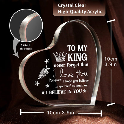 Gifts for Him Boyfriend, Mens Gifts, Anniversary I Love You Gifts for Him, Men's Heart Shaped Acrylic Block -Fathers Day Birthday Gifts for Boyfriend Husband