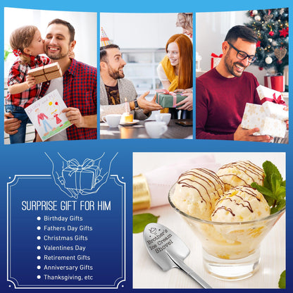Brother Gifts Funny Fathers Day Birthday Gift for Men Adult Half Brothers Graduation Gifts 2026, from Sister, Brother's Ice Cream Shovel Spoon for Christmas Valentines